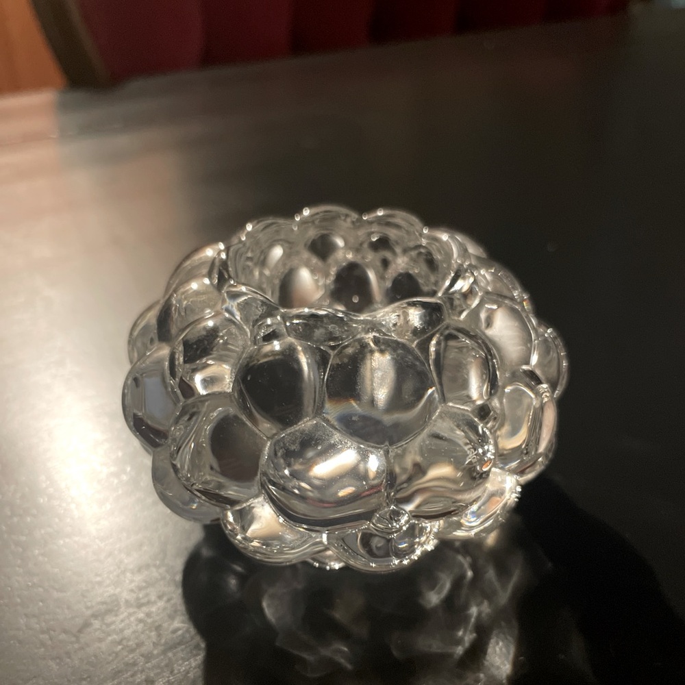Elegant Orrefor’s “Rasberry” Crystal Votive Holder - Vintage 4” round - Sweden